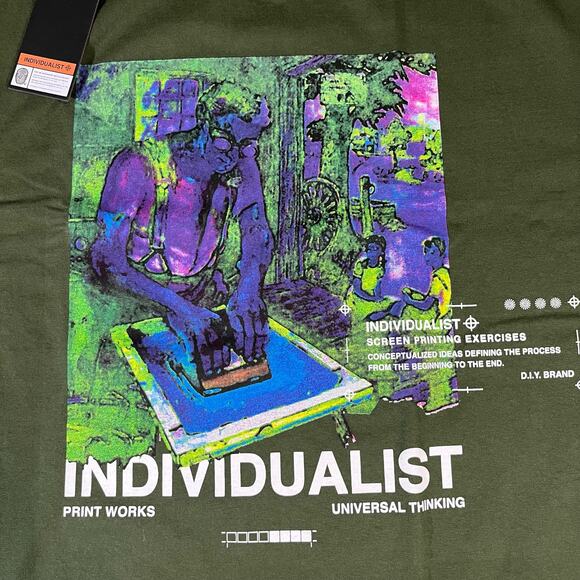 Individualist  Screen Printing Exercises Green T Shirt Mens Sz 2XL New - Picture 2 of 5